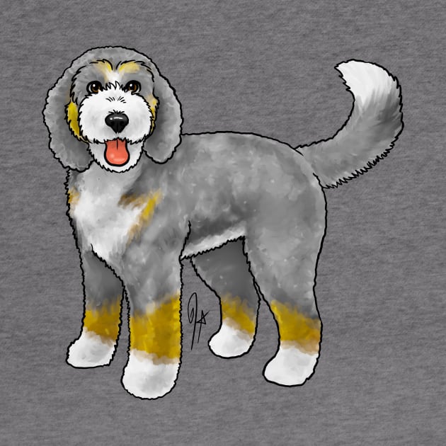 Dog - Bernadoodle - Tricolor Gray and Brown by Jen's Dogs Custom Gifts and Designs